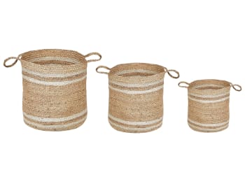 Zhob - Conjunto de 3 cestas de yute natural beige