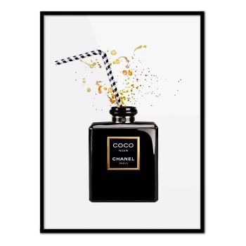 Chanel - Póster con marco negro - frasco negro - 30x40
