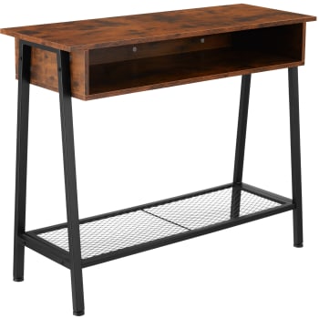 Tralee - Tavolo console Tralee 100x35x80,5cm Legno industriale scuro, rustico