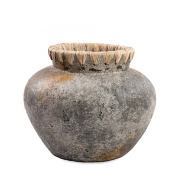 STYLY - Vase en terre cuite antique gris H23