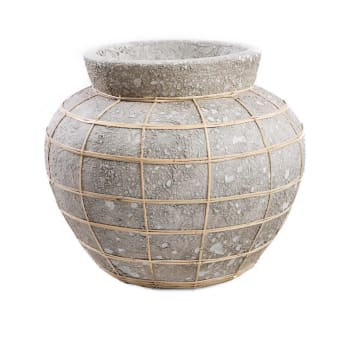 BELLY - Vase en terre cuite gris naturel H27