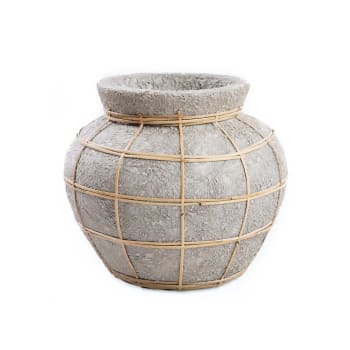 BELLY - Vase en terre cuite gris naturel H23