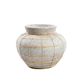 BELLY - Vase en terre cuite gris naturel H19