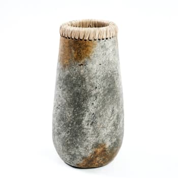 SNEAKY - Vase en terre cuite antique gris H31