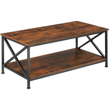 Table basse pittsburgh 100x55x45.5cm bois foncé industriel
