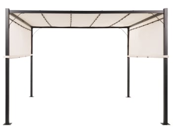 Parga - Cenador LED de metal poliéster beige negro 310 cm