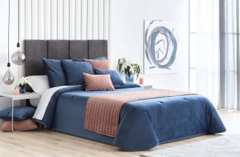 VELVET - Edredón acolchado aterciopelado relleno 200 gr cama 135 azul