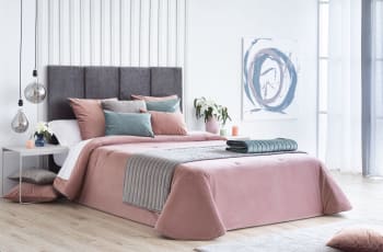 VELVET - Edredón acolchado aterciopelado relleno 200 gr cama 135 rosa