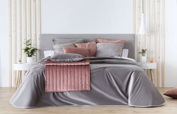 Colcha Edredón acolchada jacquard gris cama 150 (150x225+50 cm) UTIEL, Maisons du Monde