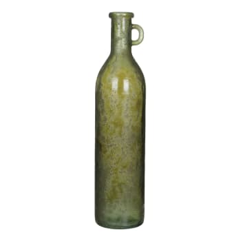 Rioja - Vase bouteille en verre recyclé avec piognée vert foncé H75
