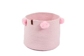 CALI - Cesta lisa hecha a mano de color rosa para niños - 30x25