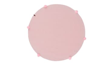 CALI - Alfombra infantil redonda hecha a mano con aspecto de yute rosa - D120