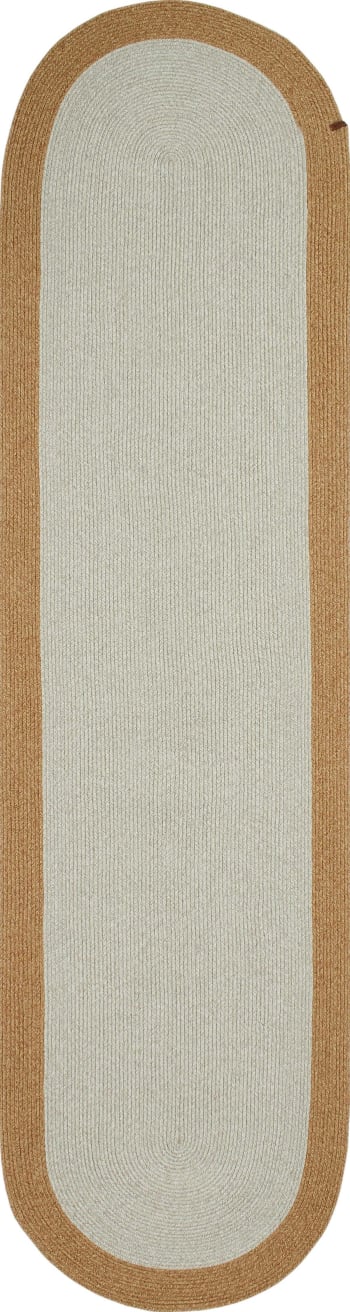 LIMA - Tapis ovale bicolore aspect jute fait main motif unis beige - 80x300