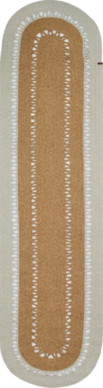 LIMA - Tapis bicolore aspect jute fait main motif découpé gris - 80x300