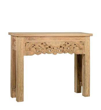 Talla - Console sculptée en bois de teck marron L 100 cm