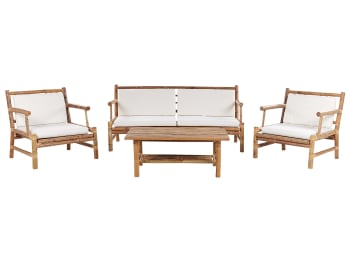 Riccione - Set de salon 4 personnes en bambou blanc