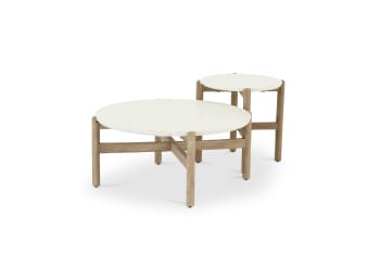SICILIA - Set de 2 mesas bajas madera y terrazo