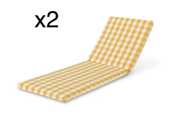 ACRYLIC - Pack 2 Coussins de bain de soleil à carreaux jaune/blanc
