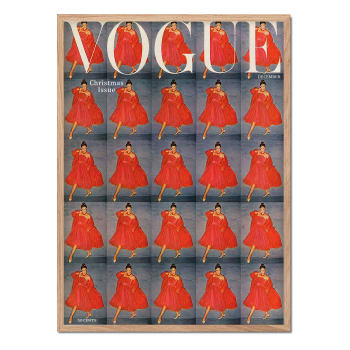 Vogue - Póster con marco roble - vestido rojo - 30x40