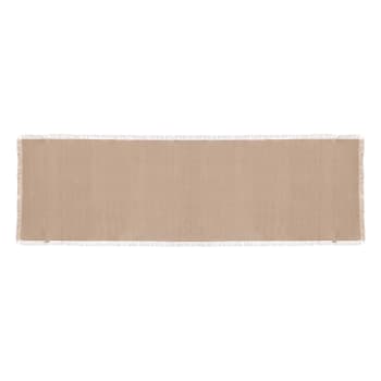 Chemin de table à franges coton beige 38x140 cm