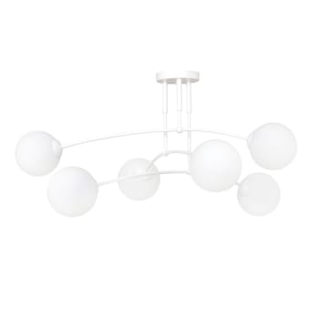 MOBIS - Plafonnier 6 lumières minimaliste blanc avec sphères en verre