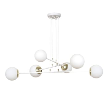 SIGNO - Lámpara colgante elegante 6 luces nórdico blanco con detalles dorados