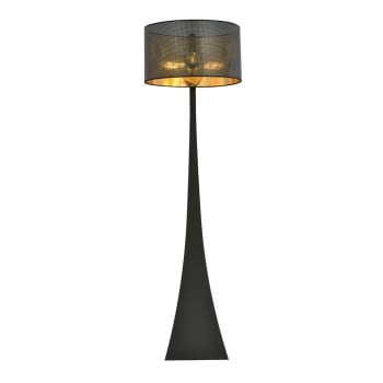 ESTELA - Lampadaire moderne et élégant avec abat-jour noir et intérieur doré