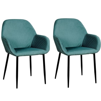 Giulia - Lot de 2 fauteuils de table design velours vert