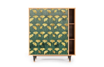 GINGKO LEAVES - Sideboard grün und gelb mit 2 Schubladen und 2 Türen  L 94 cm