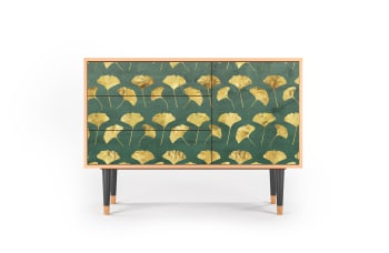GINGKO LEAVES - Sideboard grün und gelb mit 3 Schubladen und 1 Tür  L 115 cm