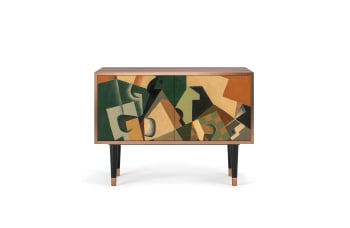 GLASS AND CHECKERBOARD BY JUAN GRIS - Buffet bas  multicolore 2 portes L 94 cm