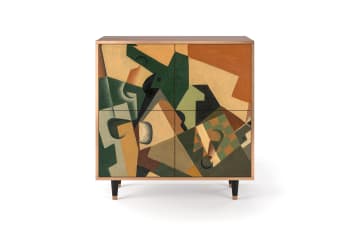 GLASS AND CHECKERBOARD BY JUAN GRIS - Buffet  multicolore 4 portes L 94 cm