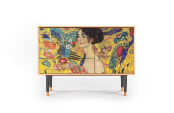 LADY WITH FAN BY GUSTAV KLIMT - Sideboard gelb mit 3 Schubladen und 1 Tür  L 115 cm