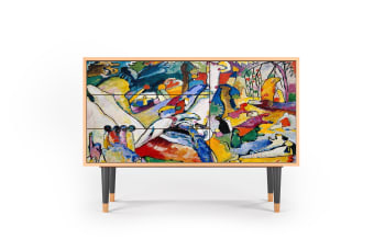 IMPROVISATION 26 BY WASSILY KANDINSKY - Buffet  multicolore 3 tiroirs et 1 porte L 115 cm