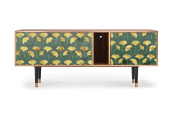 GINGKO LEAVES - Mueble de TV verde y amarillo 2 cajones y 2 puertas  L 170 cm