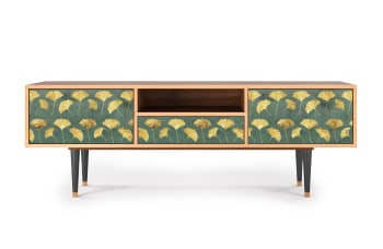 GINGKO LEAVES - Mueble de TV verde y amarillo 2 cajones y 1 puerta  L 170 cm