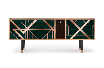 EMERALD GATSBY - Mueble de TV verde 2 cajones y 2 puertas  L 170 cm