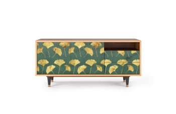 GINGKO LEAVES - Mueble de TV verde y amarillo 2 cajones y 2 puertas  L 125 cm