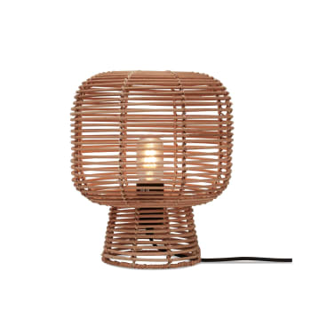 Tanami - Lampe de table bambou abat-jour rotin naturel, h. 30cm
