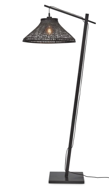 Tahiti - Lampadaire bambou abat-jour bambou noir, h. 150cm