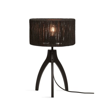 Iguazu - Lampe de table bambou abat-jour jute noir, h. 41cm