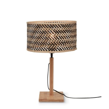 Java - Lampe de table bambou naturel/noir, h. 38cm