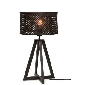 Java - Lampe de table bambou noir, h. 53cm