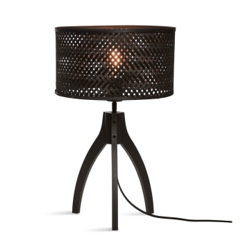 Java - Lampe de table bambou noir, h. 40cm