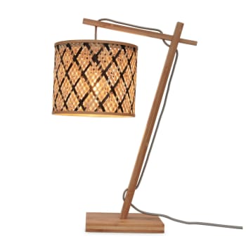 Java - Lampe de table bambou naturel/noir, h. 46cm
