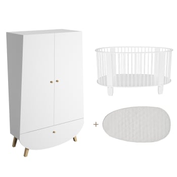 DUO - COCON - Lit bébé 60x120 armoire blanc