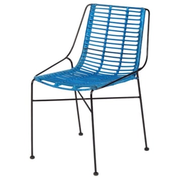 Diego - Chaise en rotin et métal bleu