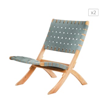 Beau Rivage MATERA - Lot de 2 fauteuils de jardin en bois d'acacia  et corde verte