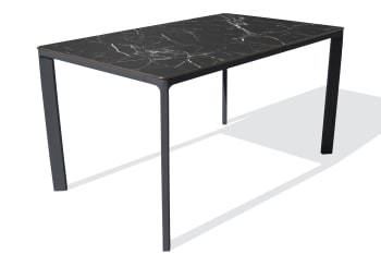 Meet - Table de jardin 6 places en aluminium laqué et peinture Epoxy noire