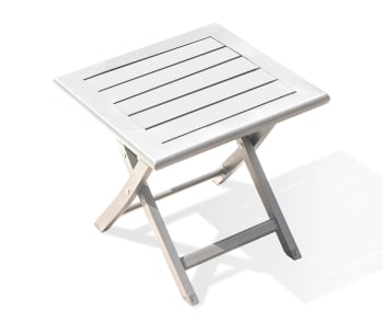 Marius - Table basse de jardin pliante en aluminium blanc